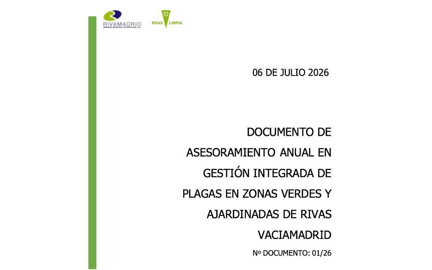 Documento de asesoramiento anual en gestión integrada de plagas en zonas verdes y ajardinadas de Rivas Vaciamadrid
